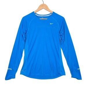 Nike Running Women's Blue Dri-Fit Miler Long Sleeve Performance Top Large